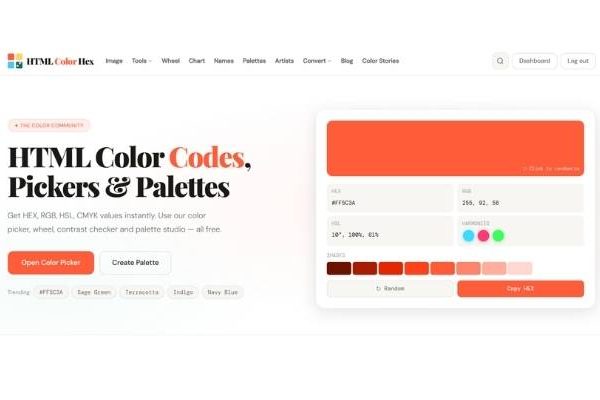 htmlcolorhex.com screenshot
